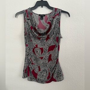 White House Black Market Red and Gray Asymmetrical Tank Top medium